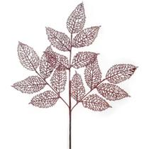 Haste folha triplas decor de natal c/ glitter 60cm - haifa/bf Haste folha triplas decor de natal c/ glitter 60cm - haifa/bf