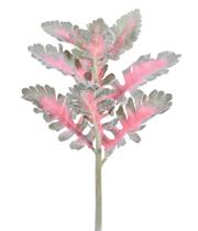 Haste folhas flocadas x9 creme vermelho