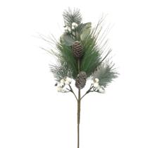 Haste Natalina 70cm com Pinhas e Bagas Brancas Haste Natalina 70cm com Pinhas e Bagas Brancas