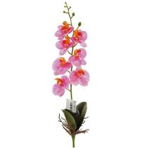 Haste orquídea phalaenopsis toque real rosa com 7 galhos 45cm - flor arte