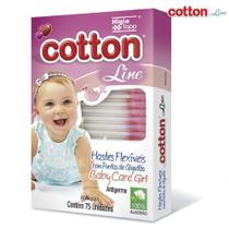 Hastes Flexíveis Cotton Line Cotonete Baby Rosa 75 Unidades