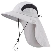 Hat Home Prefer UPF 50+ com aba larga, aba de pescoço, cinza claro