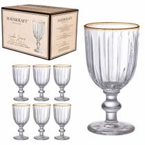 Haüskraft Jogo de 6 Taças de Vidro com Borda Dourada Melina 260ml Água Suco Vinho Fio de Ouro Haüskraft Jogo de 6 Taças de Vidro com Borda Dourada Melina 260ml Água Suco Vinho Fio de Ouro