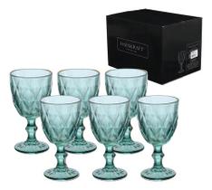 Haüskraft -Taça de vidro para água E vinho Diamond Verde 320ml 6 peças