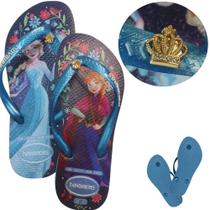 Havaianas Chinelo Infantil Slim Princesas Frozen Azul Brilhante