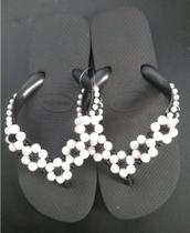 Havaianas Color Preto Bordado 5 Flores Havaianas Color Preto Bordado 5 Flores