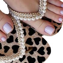 Havaianas Flat Com Glitter Coração E Pérolas