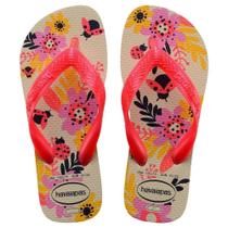 Havaianas Kids Flores Bege Palha/Rosa