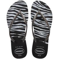 Havaianas Slim Animals Preto/Prata