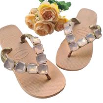 Havaianas top rosa ballet customizado pedraria rosa Havaianas top rosa ballet customizado pedraria rosa