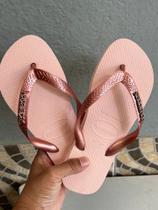 Havaianas top rosa ballet+ pingente placa rose gold