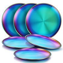 HaWare Juego de 6 Platos Infantiles de Acero Inoxidable Arcoíris de 20 cm
