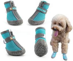 Hcpet Dog Boots Paw Protector, Anti-Slip Breathable Dog Shoes for Small Medium Dogs with Reflective Straps, Puppy Booties 4Pcs