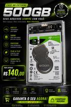 HD Externo Portátil 500GB Seagate USB 3.0 com Case Transparente HD Externo Portátil 500GB Seagate USB 3.0 com Case Transparente