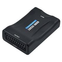 HD SCART para HDMI Adaptador de Áudio de Áudio Upscale Conversor USB TV DVD Preto