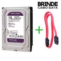 HD WD Purple Roxo 1TB Sata III com Cabo Sata Conectores Retos para Vigilância DVR CFTV Segurança WD10PURZ - Western Digital