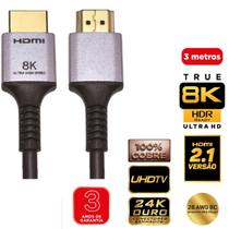 Hdmi 2.1 8k 3d Ultra Hd Speed 48 Gbps Banhado Ouro 24k 3 Metros - CABO HDMI 2.1