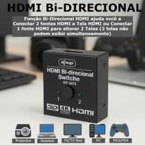 HDMI Chaveador Switch 4K 3D Bidirecional UltraHD 1x2 Compatível Transmissão Rede PC