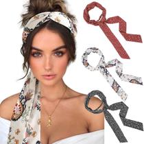 Head Wrap Bands AWAYTR Twist Knotted para mulheres, 3 peças de chiffon Head Wrap Bands AWAYTR Twist Knotted para mulheres, 3 peças de chiffon