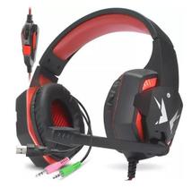 Headfone gamer usb/p2 com led e microfone hf-g600 vermelho - EXBOM