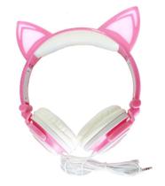 Headfone orelhas de gato e led hf-c22/2560 rosa - Exbom