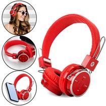 Headphone B-05 Wireless Bluetooth MP3 FM Micro SD com Microfone para Chamadas - Vermelho