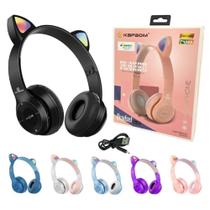 Headphone Bluetooth 5.3 Orelha Gato RGB Com Microfone Cores Diversas