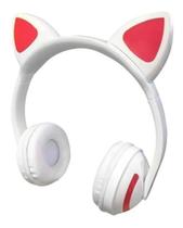 Headphone Bluetooth com Orelhas de Gato e Iluminação LED Fone Sem Fio de Gatinho BRANCO