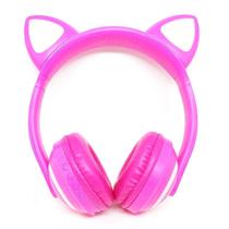 Headphone Bluetooth com Orelhas de Gato e Iluminação LED Fone Sem Fio de Gatinho ROSA