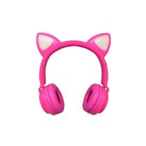 Headphone bluetooth gatinho led microfone fm hf-c290bt-pink