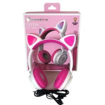 Headphone Bluetooth Orelhas De Gato Led H'Maston Branco