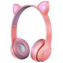 Headphone Gatinho Sem Fio Rosa Cereja