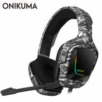 Headphone Headset Gamer Fone Profissional Onikuma Celular Xbox K20 rgb light Cinza