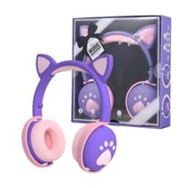 Headphone infantil bluetooth de gatinho com led RGB