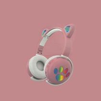 Headphone infantil bluetooth de gatinho com led RGB