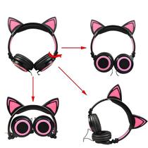 Headphone Infantil DRAIK Orelha de Gatinho com Luzes LED Preto P2