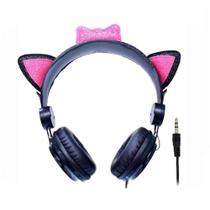 Headphone K-Mex Cat Ear AR30 P2 S/ Microfone - Preto/Rosa