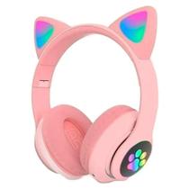 Headphone Orelha De Gatinho Fone De Ouvido Bluetooth (Rosa) - LINTIAN
