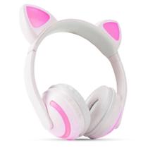 Headphone Orelha de Gato com Led Bluetooth Branco - Exbom