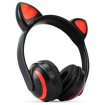Headphone Orelha de Gato com Led Bluetooth Preto - Exbom