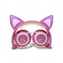 Headphone Orelha de Gato Rosa com LED HFC22