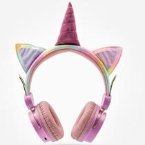 Headphone Unicórnio Bluetooth Rosa com Microfone para Crianças