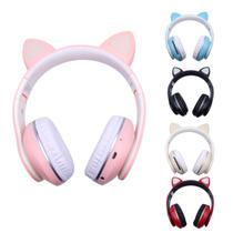 Headset Bluetooth 5.0 Wireless Orelhas de Gatinho com Luz Decorativa RGB - Onistek