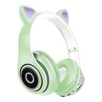 Headset Bluetooth C/ Microfone Gatinho Rgb Gamer P39m Verde