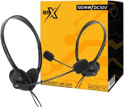 Headset Brx Hs007 com Microfone, 2 Plugues P2 Headset Brx Hs007 com Microfone, 2 Plugues P2