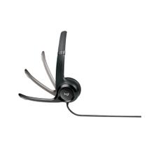 Headset com Fio USB Logitech H390 com Almofadas em Couro Preto