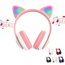 Headset De Gatinho Com Fio Orelha Led Para Crianças Meninas