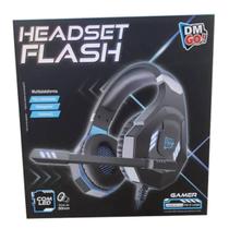Headset Flash com Led Preto/Azul - Dm Toys