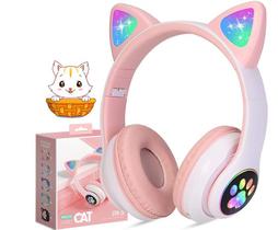 Headset Fone De Ouvido Bluetooth Led Orelha Gato Headphone