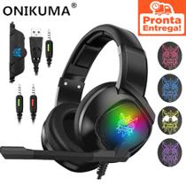 Headset Fone De Ouvido Headphone Gamer Onikuma K19 Preto Com Luz Rgb Led Preto